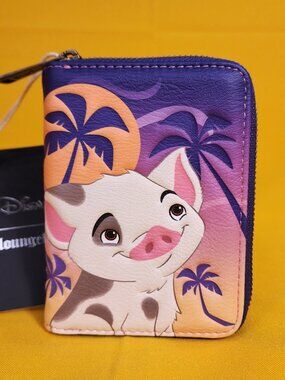 Loungefly Disney Moana Pua & Hei Hei Sunset Zip Around Wallet NEW